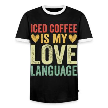 Iced Coffee Is My Love Language - Men's Ringer Shirt - black/white - Front - AI Model Female 172 light (172cm) & AI Model Male 178 light (178cm)