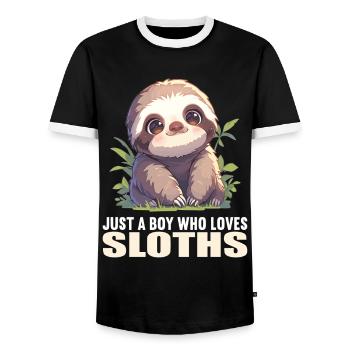 Paresseux Paresseux - T-shirt contrasté Homme - noir/blanc - Devant - AI Model Female 172 light (172cm) & AI Model Male 178 light (178cm)