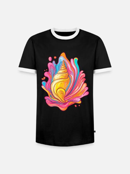 Bunte Muschel im Splash - Männer Kontrast-T-Shirt - Schwarz/Weiß