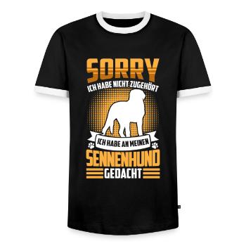 Mountain dog not heard Swiss Mountain Dog - Men's Ringer Shirt - black/white - Front - AI Model Female 172 light (172cm) & AI Model Male 178 light (178cm)