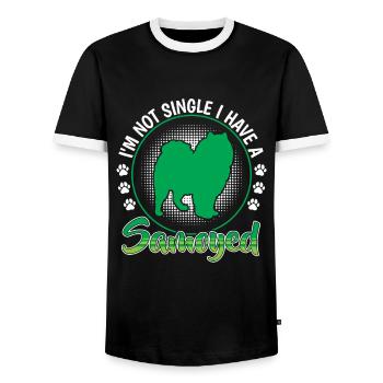 Samojede nicht single Schlittenhund - Männer Kontrast-T-Shirt - Schwarz/Weiß - Vorne - AI Model Female 172 light (172cm) & AI Model Male 178 light (178cm)