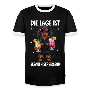 Die Lage Ist Besäufniserregend - Männer Kontrast-T-Shirt - Schwarz/Weiß - Vorne - AI Model Female 172 light (172cm) & AI Model Male 178 light (178cm)