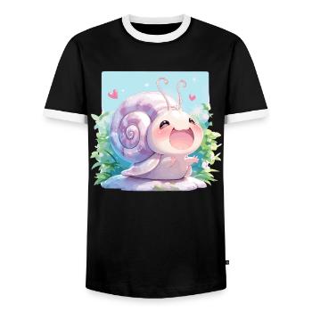 Escargots Escargot - T-shirt contrasté Homme - noir/blanc - Devant - AI Model Female 172 light (172cm) & AI Model Male 178 light (178cm)