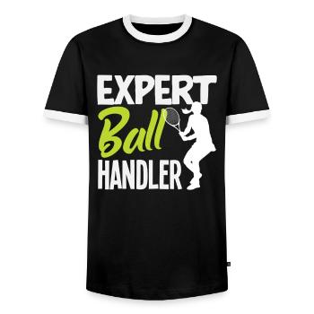 Joueur de tennis Expert manieur de balle - T-shirt contrasté Homme - noir/blanc - Devant - AI Model Female 172 light (172cm) & AI Model Male 178 light (178cm)