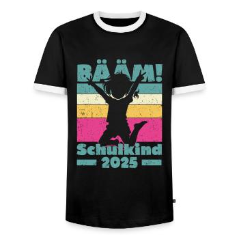 Inscription Rentrée Scolaire Filles Écolière 2025 - T-shirt contrasté Homme - noir/blanc - Devant - AI Model Female 172 light (172cm) & AI Model Male 178 light (178cm)