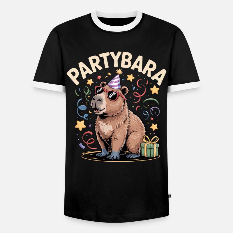 Partybara Capybara - Men's Ringer Shirt - black/white