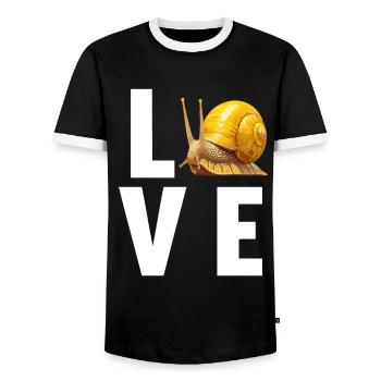 Snails Snail - Men's Ringer Shirt - black/white - Front - AI Model Female 172 light (172cm) & AI Model Male 178 light (178cm)