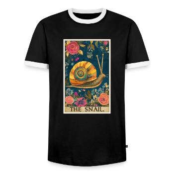 Snails Snail - Men's Ringer Shirt - black/white - Front - AI Model Female 172 light (172cm) & AI Model Male 178 light (178cm)