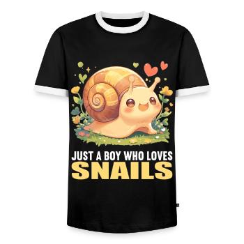 Escargots Escargot - T-shirt contrasté Homme - noir/blanc - Devant - AI Model Female 172 light (172cm) & AI Model Male 178 light (178cm)