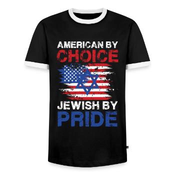 Américain Par choix Juif Par Fierté Drapeau Design - T-shirt contrasté Homme - noir/blanc - Devant - AI Model Female 172 light (172cm) & AI Model Male 178 light (178cm)