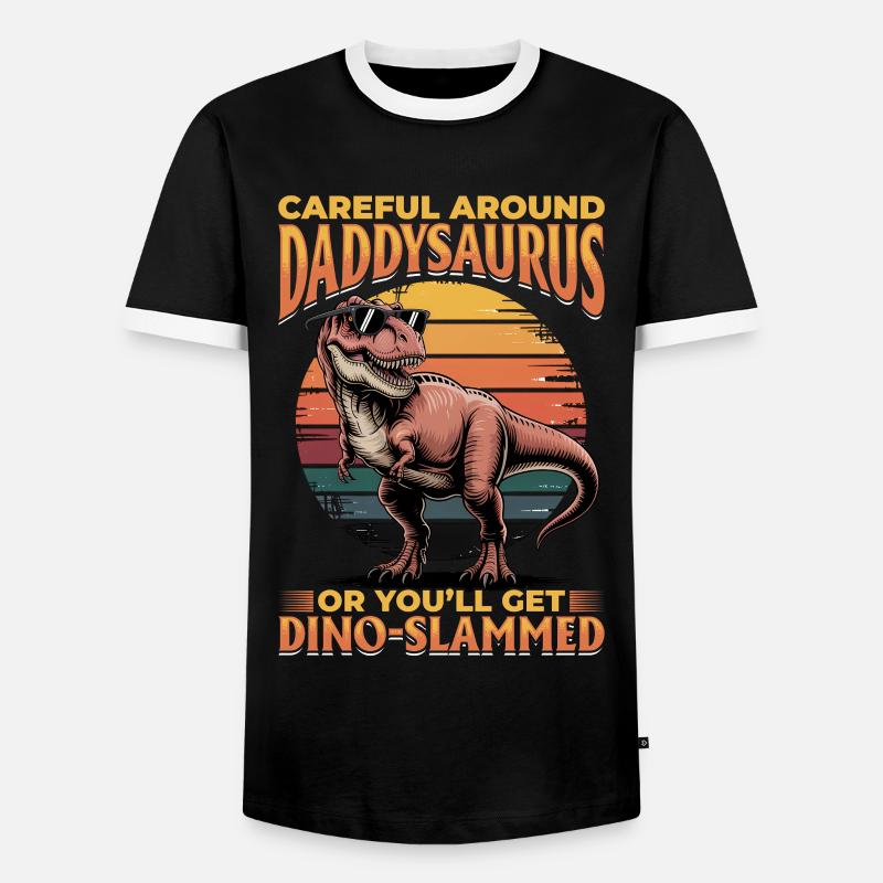 Dinosaur T-Rex Daddysaurus - Men's Ringer Shirt - black/white