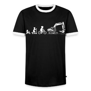Evolution Liebhaber von Baggern - Männer Kontrast-T-Shirt - Schwarz/Weiß - Vorne - AI Model Female 172 light (172cm) & AI Model Male 178 light (178cm)
