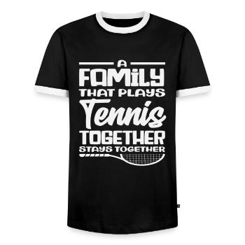 Joueur de tennis en famille - T-shirt contrasté Homme - noir/blanc - Devant - AI Model Female 172 light (172cm) & AI Model Male 178 light (178cm)