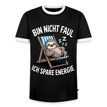 Faultier Müde Faul Mitarbeiter, Ich bin nicht faul - Männer Kontrast-T-Shirt - Schwarz/Weiß - Vorne - AI Model Female 172 light (172cm) & AI Model Male 178 light (178cm)