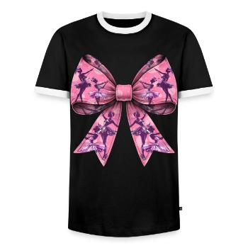 Coquette Bow Baton Twirling Twirler Pattern Girl - T-shirt contrasté Homme - noir/blanc - Devant - AI Model Female 172 light (172cm) & AI Model Male 178 light (178cm)