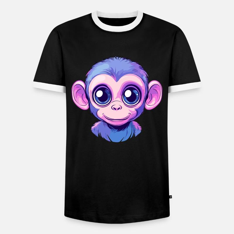 Bunter Affe Gesicht - Männer Kontrast-T-Shirt - Schwarz/Weiß