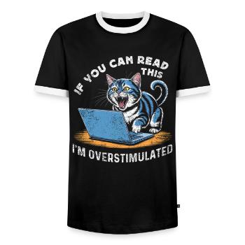 Non diagnostiqué, mais quelque chose - T-shirt contrasté Homme - noir/blanc - Devant - AI Model Female 172 light (172cm) & AI Model Male 178 light (178cm)