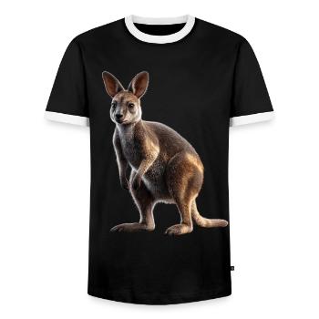 Wallaby Australie Outback Kangourou doux sauvage - T-shirt contrasté Homme - noir/blanc - Devant - AI Model Female 172 light (172cm) & AI Model Male 178 light (178cm)
