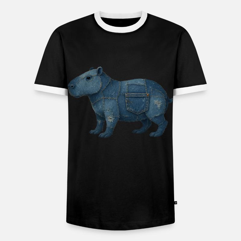 Capybara Denim - Männer Kontrast-T-Shirt - Schwarz/Weiß
