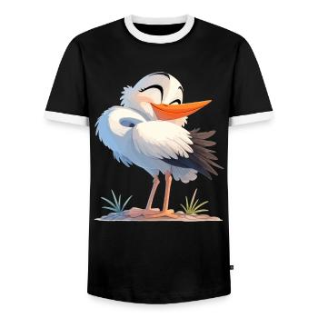 Cigognes Cigognes - T-shirt contrasté Homme - noir/blanc - Devant - AI Model Female 172 light (172cm) & AI Model Male 178 light (178cm)