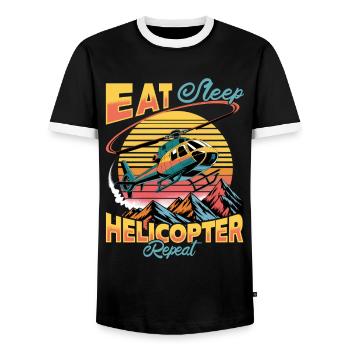 Helicopter funny Pilot - Männer Kontrast-T-Shirt - Schwarz/Weiß - Vorne - AI Model Female 172 light (172cm) & AI Model Male 178 light (178cm)
