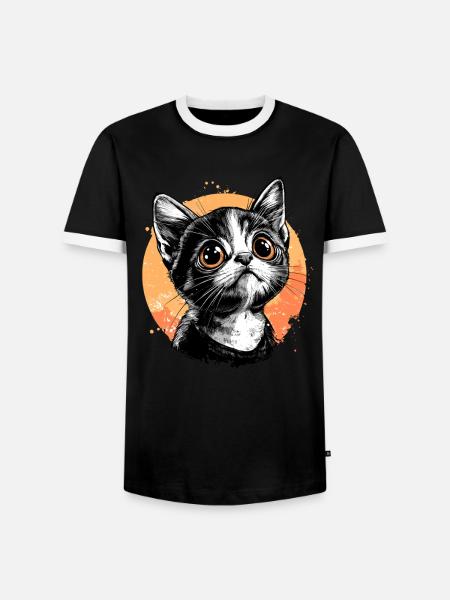 Kätzchen im Sonnenkreis - Männer Kontrast-T-Shirt - Schwarz/Weiß