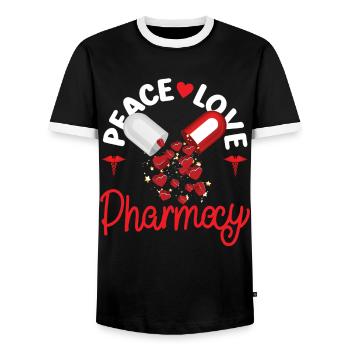 Pharmacy Tech Technician - Männer Kontrast-T-Shirt - Schwarz/Weiß - Vorne - AI Model Female 172 light (172cm) & AI Model Male 178 light (178cm)
