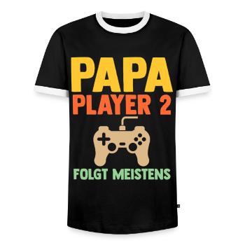 Father Team Dad - Men's Ringer Shirt - black/white - Front - AI Model Female 172 light (172cm) & AI Model Male 178 light (178cm)