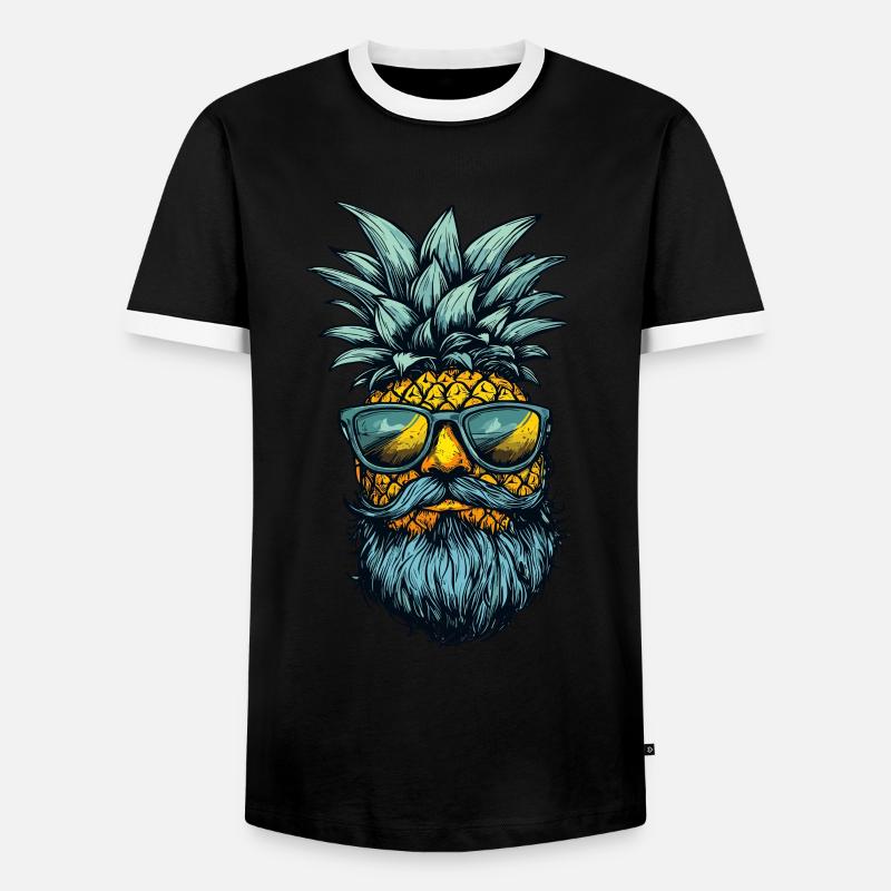 Ananas mit Bart - Männer Kontrast-T-Shirt - Schwarz/Weiß