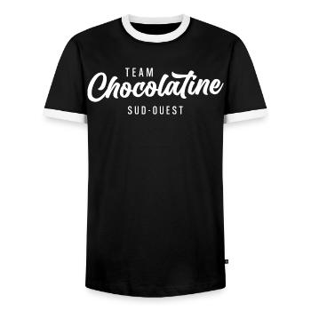 Team Chocolatine Sud-Ouest Bordeaux Toulouse - T-shirt contrasté Homme - noir/blanc - Devant - AI Model Female 172 light (172cm) & AI Model Male 178 light (178cm)