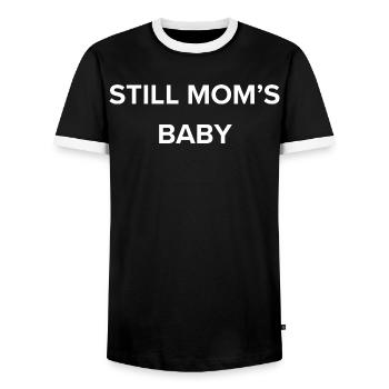 Still Moms Baby - Men's Ringer Shirt - black/white - Front - AI Model Female 172 light (172cm) & AI Model Male 178 light (178cm)