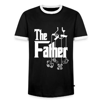 Father son daughter family dad father's day gift - Men's Ringer Shirt - black/white - Front - AI Model Female 172 light (172cm) & AI Model Male 178 light (178cm)