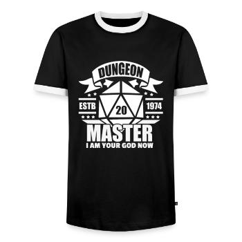 D20 Dungeon Fantasy Rollenspiel Gaming Geschenk - Männer Kontrast-T-Shirt - Schwarz/Weiß - Vorne - AI Model Female 172 light (172cm) & AI Model Male 178 light (178cm)