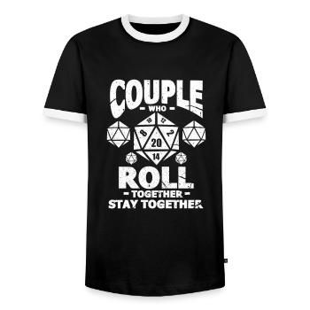 D20 Dice Fantasy Jeu de rôle Cadeau de jeu de rôle - T-shirt contrasté Homme - noir/blanc - Devant - AI Model Female 172 light (172cm) & AI Model Male 178 light (178cm)