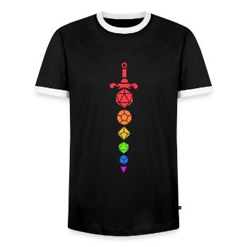D20 Gaming Rollenspiel Fantasy Dungeon Geschenk - Männer Kontrast-T-Shirt - Schwarz/Weiß - Vorne - AI Model Female 172 light (172cm) & AI Model Male 178 light (178cm)