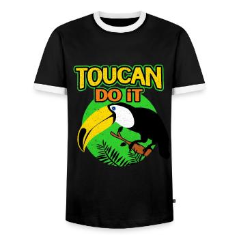 Tukan - T-shirt contrasté Homme - noir/blanc - Devant - AI Model Female 172 light (172cm) & AI Model Male 178 light (178cm)
