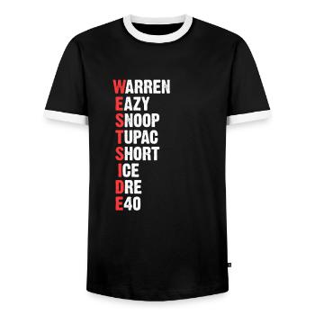 Westside - Men's Ringer Shirt - black/white - Front - AI Model Female 172 light (172cm) & AI Model Male 178 light (178cm)