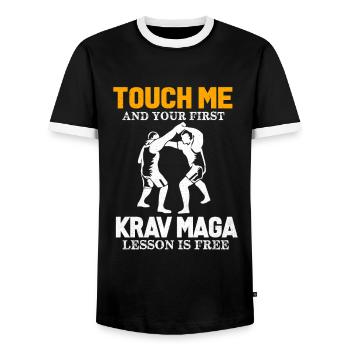 Krav Maga - T-shirt contrasté Homme - noir/blanc - Devant - AI Model Female 172 light (172cm) & AI Model Male 178 light (178cm)