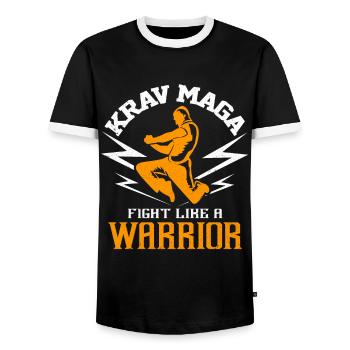Krav Maga - T-shirt contrasté Homme - noir/blanc - Devant - AI Model Female 172 light (172cm) & AI Model Male 178 light (178cm)