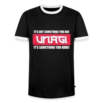 Karate Unagi Martial Arts Sports Japan Gift - Men's Ringer Shirt - black/white - Front - AI Model Female 172 light (172cm) & AI Model Male 178 light (178cm)