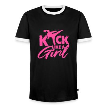 Fille de karaté - T-shirt contrasté Homme - noir/blanc - Devant - AI Model Female 172 light (172cm) & AI Model Male 178 light (178cm)