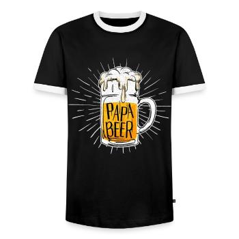 Lustiges Vatertag Herrentag Papa Bier Fun Geschenk - Männer Kontrast-T-Shirt - Schwarz/Weiß - Vorne - AI Model Female 172 light (172cm) & AI Model Male 178 light (178cm)