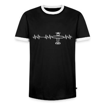 Flugzeug Herzschlag Puls Pilot Flug Geschenk - Männer Kontrast-T-Shirt - Schwarz/Weiß - Vorne - AI Model Female 172 light (172cm) & AI Model Male 178 light (178cm)