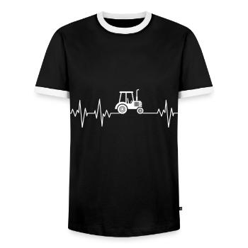 Tractor EKG Farmer Farmer Heartbeat Passion - Men's Ringer Shirt - black/white - Front - AI Model Female 172 light (172cm) & AI Model Male 178 light (178cm)