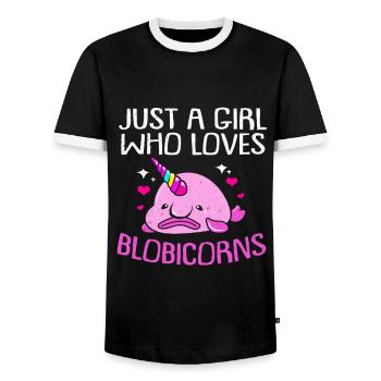 Blobfish - Men's Ringer Shirt - black/white - Front - AI Model Female 172 light (172cm) & AI Model Male 178 light (178cm)