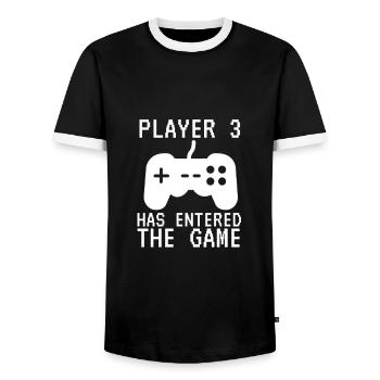 Neugeborenes Player Drei Kinder Gamer Game Geburt - Männer Kontrast-T-Shirt - Schwarz/Weiß - Vorne - AI Model Female 172 light (172cm) & AI Model Male 178 light (178cm)
