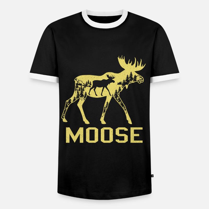 Elch - Männer Kontrast-T-Shirt - Schwarz/Weiß