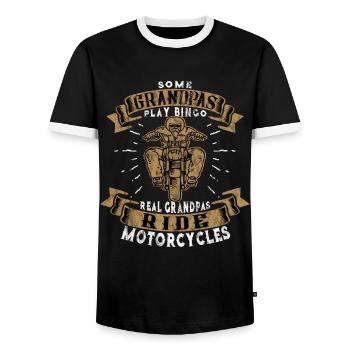 Grandpas Ride Motorcycles - Biker - Opa - Motorrad - Männer Kontrast-T-Shirt - Schwarz/Weiß - Vorne - AI Model Female 172 light (172cm) & AI Model Male 178 light (178cm)