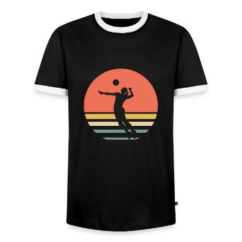 Beachvolleyball - Männer Kontrast-T-Shirt - Schwarz/Weiß - Vorne - AI Model Female 172 light (172cm) & AI Model Male 178 light (178cm)