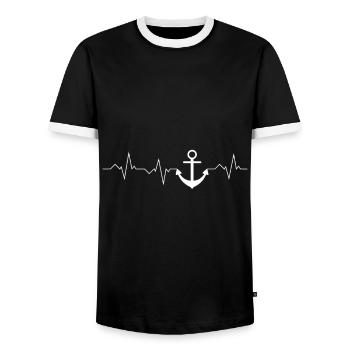 Anker Herzschlag Seemann Seefahrt Meer Urlaub - Männer Kontrast-T-Shirt - Schwarz/Weiß - Vorne - AI Model Female 172 light (172cm) & AI Model Male 178 light (178cm)